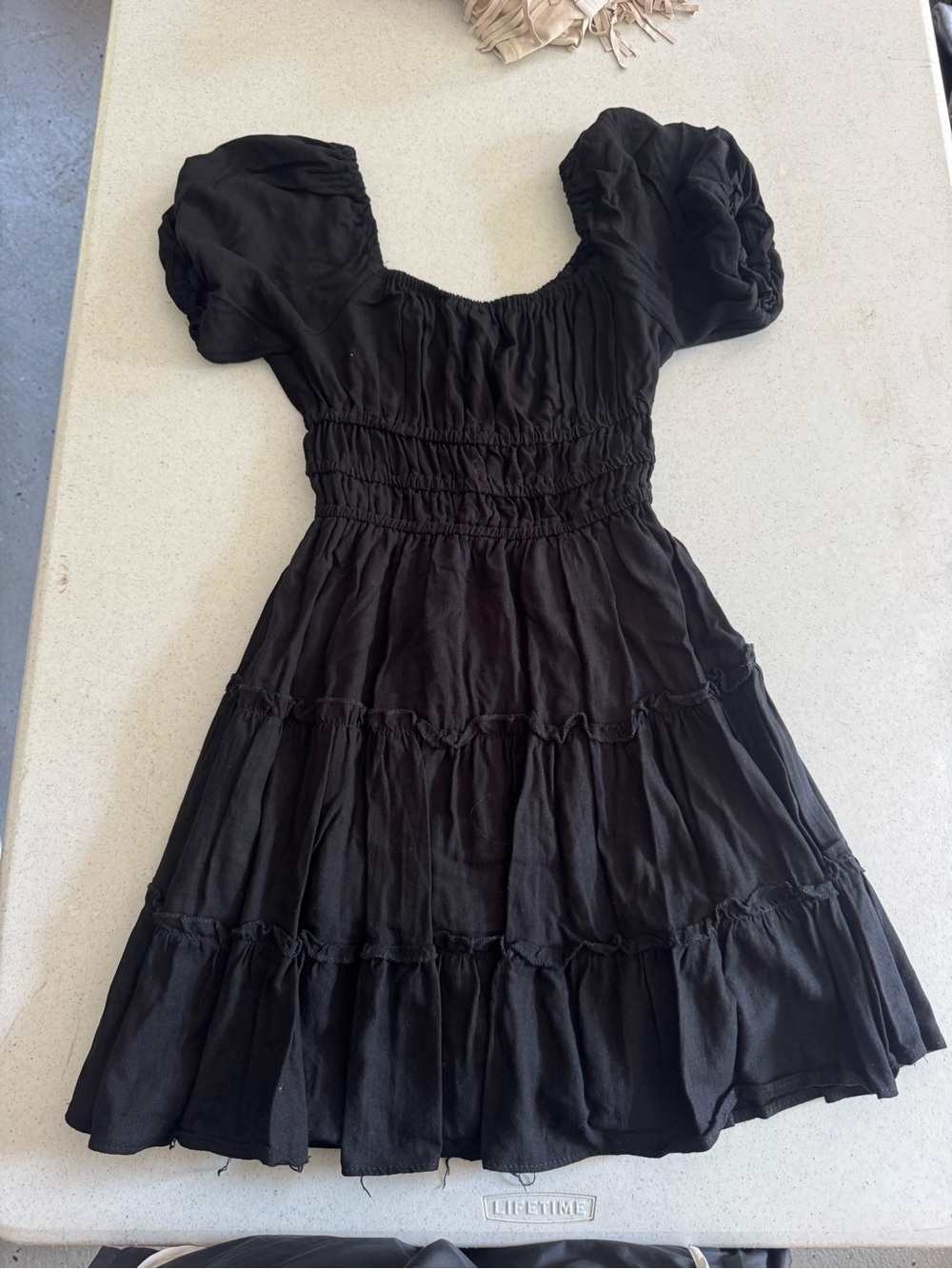 Altar'd State Black Puff Sleeve Mini Dress